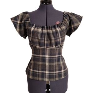 NWT Tartan Peasant Blouse, Size 6/Medium